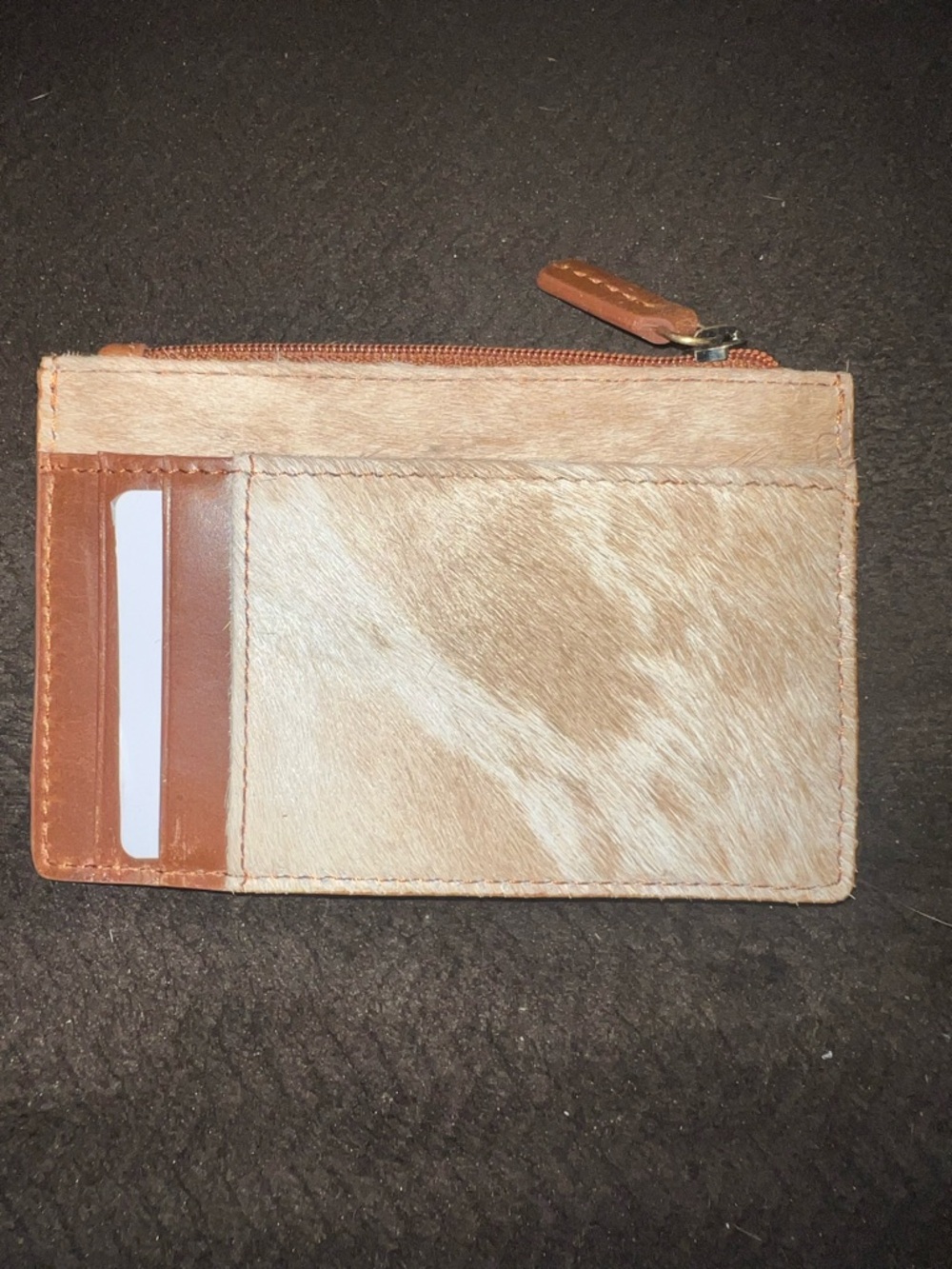 Myra Bag Tan and Cream Hair-on-Leather Card Wallet